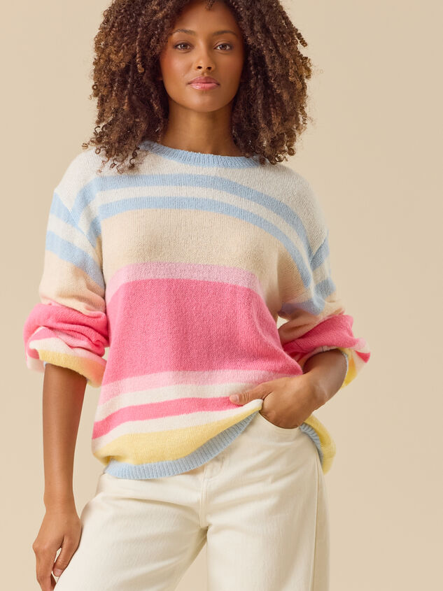 Kiera Multi Stripe Sweater Detail 3 - TULLABEE