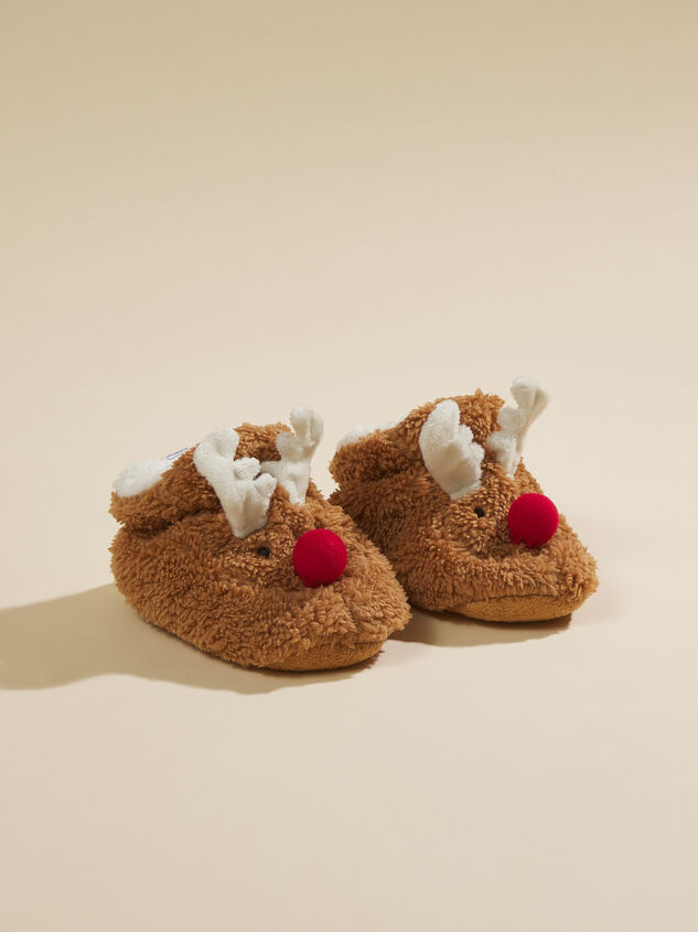 Reindeer Light Up Slippers by MudPie Detail 1 - TULLABEE