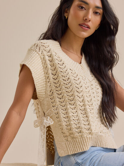 Blair Pointelle Side Tie Vest - TULLABEE