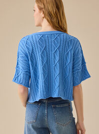 Emma Cable Cropped Sweater Detail 3 - TULLABEE