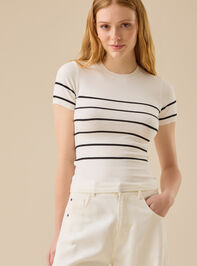 Loryn Stripe Knit Top Detail 2 - TULLABEE