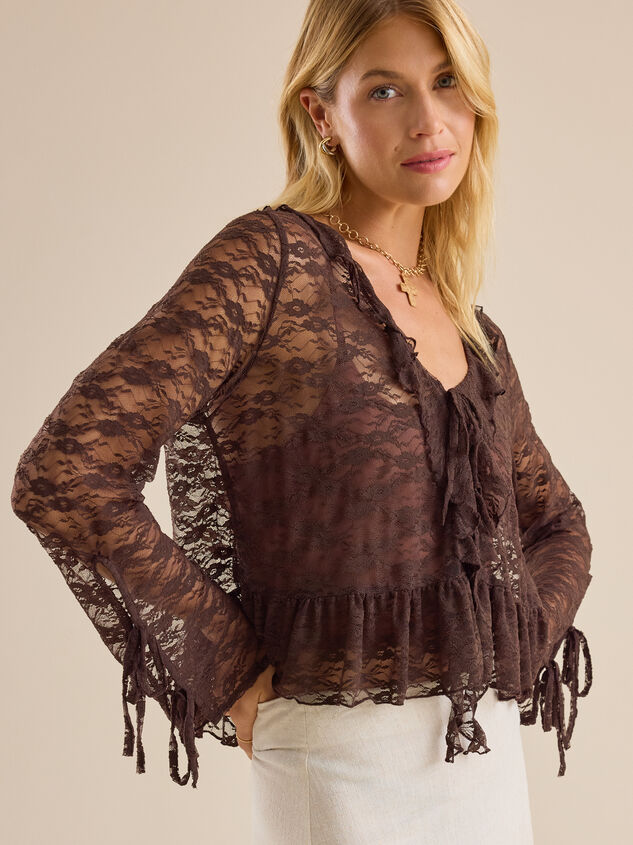 Luna Lace Tie Front Blouse - TULLABEE