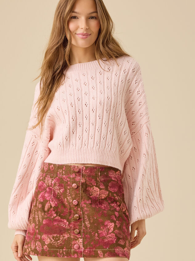 Anastasia Cropped Pointelle Sweater Detail 4 - TULLABEE