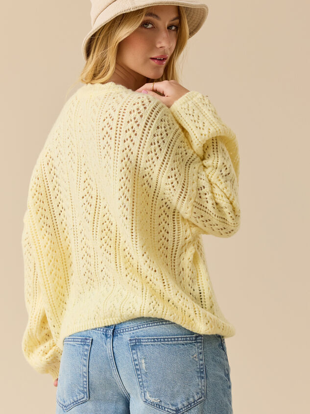 Angelina Pointelle Scalloped Cardigan Detail 3 - TULLABEE