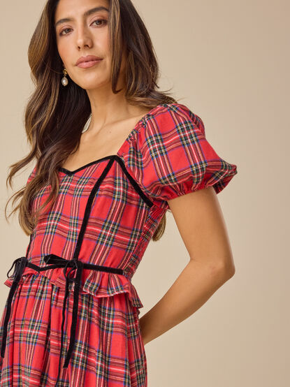 Morgan Puff Sleeve Plaid Dress - TULLABEE