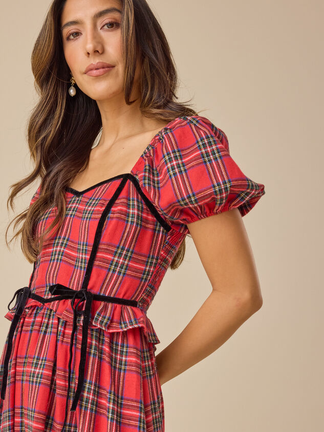 Morgan Puff Sleeve Plaid Dress Detail 2 - TULLABEE