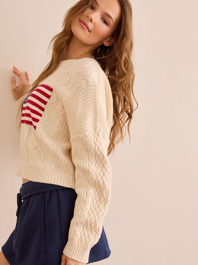 USA Flag Sweater Detail 4 - TULLABEE