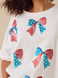 Sequin USA Bow Oversize Tee Detail 2 - TULLABEE
