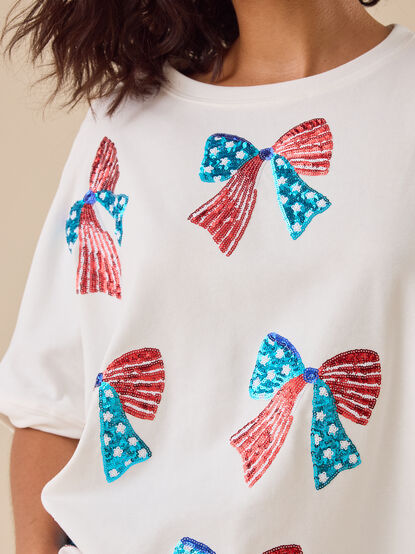 Sequin USA Bow Oversize Tee - TULLABEE