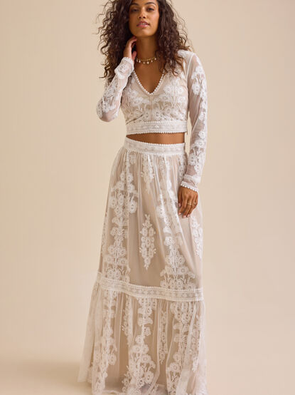 Arissa Floral Embroidered Maxi Skirt - TULLABEE