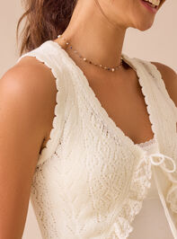 Tara Ruffle Crochet Tie Front Top Detail 3 - TULLABEE