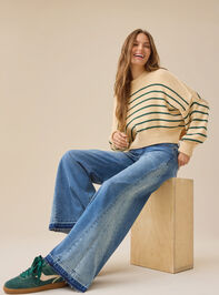 Kristey Striped Mock Neck Sweater Detail 2 - TULLABEE