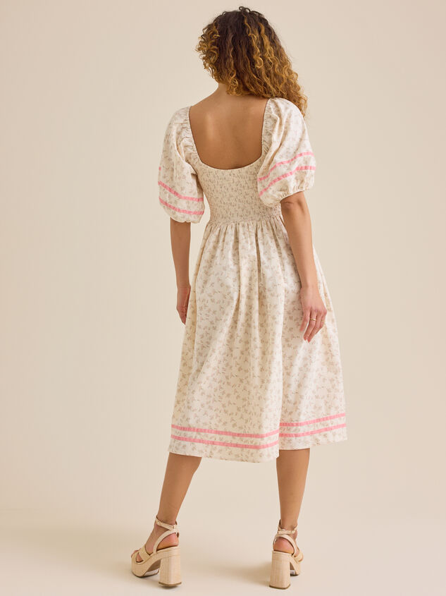 Ella Velvet Trim Floral Mama Dress Detail 4 - TULLABEE