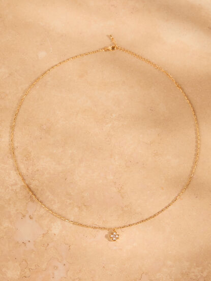 14K Gold Pearl Cross Necklace - TULLABEE