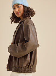 Reba Leather Bomber Jacket Detail 4 - TULLABEE