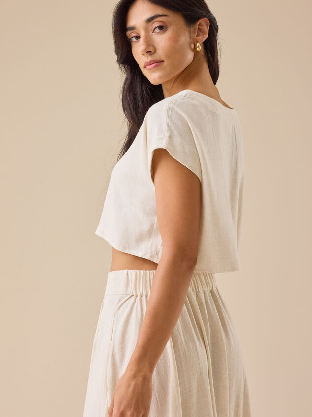 Jules Linen Crop Top Detail 4 - TULLABEE