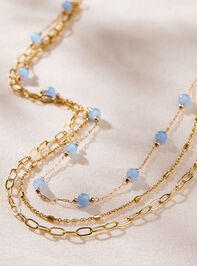Dainty Blue and Gold Layered Necklace - TULLABEE