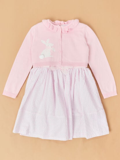 Blush Bunny Toddler Cardigan Dress - TULLABEE