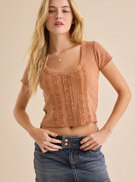 Camry Cropped Lace Trim Top Detail 4 - TULLABEE