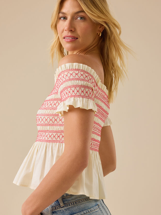 Norma Off-Shoulder Smocked Top Detail 3 - TULLABEE