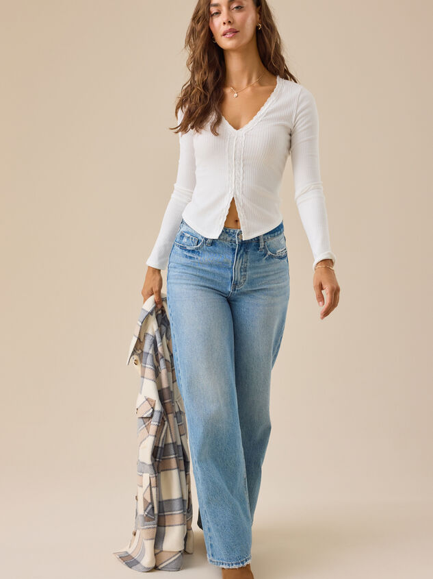 Clarissa Lace Ribbed Top Detail 3 - TULLABEE