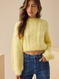 Callie Fuzzy Cropped Sweater Detail 2 - TULLABEE