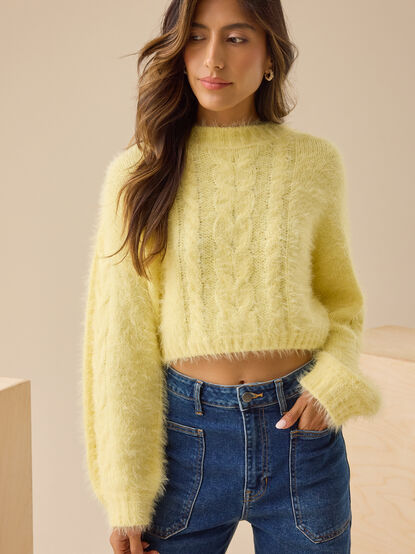 Callie Fuzzy Cropped Sweater - TULLABEE