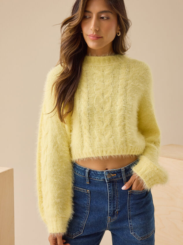 Callie Fuzzy Cropped Sweater Detail 2 - TULLABEE