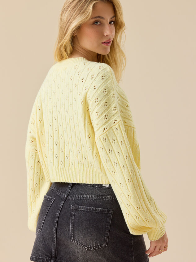 Anastasia Cropped Pointelle Sweater Detail 4 - TULLABEE
