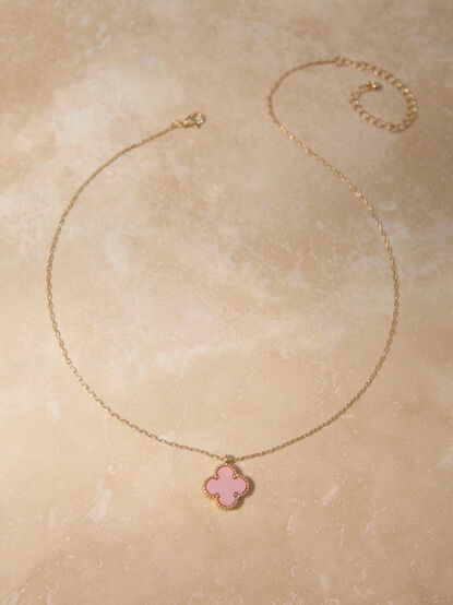 Pink Clover Charm Necklace - TULLABEE