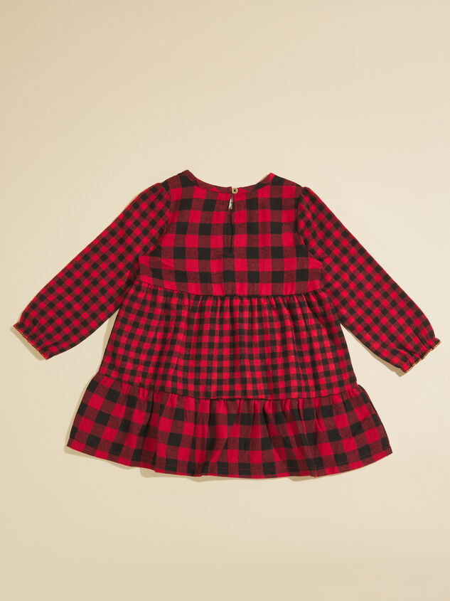 Lily Checkered Toddler Dress and Bow Set by MudPie Detail 2 - TULLABEE