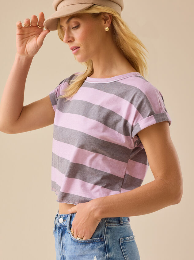 Demi Boxy Stripe Tee Detail 2 - TULLABEE