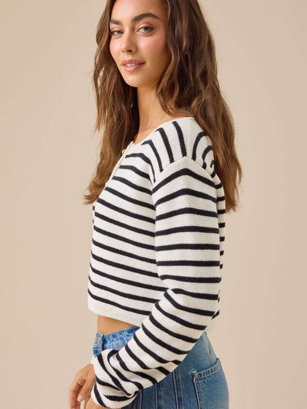 Cecilia Stripe Cardigan Detail 4 - TULLABEE