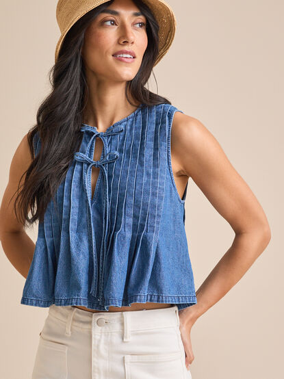 Braleigh Denim Pleated Top - TULLABEE