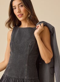 Sky Denim Mini Dress Detail 3 - TULLABEE