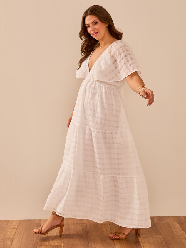 Shona Textured Plaid Maxi Dress Detail 5 - TULLABEE