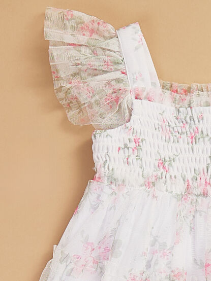 Nora Floral Mesh Baby Dress and Bloomer Set - TULLABEE