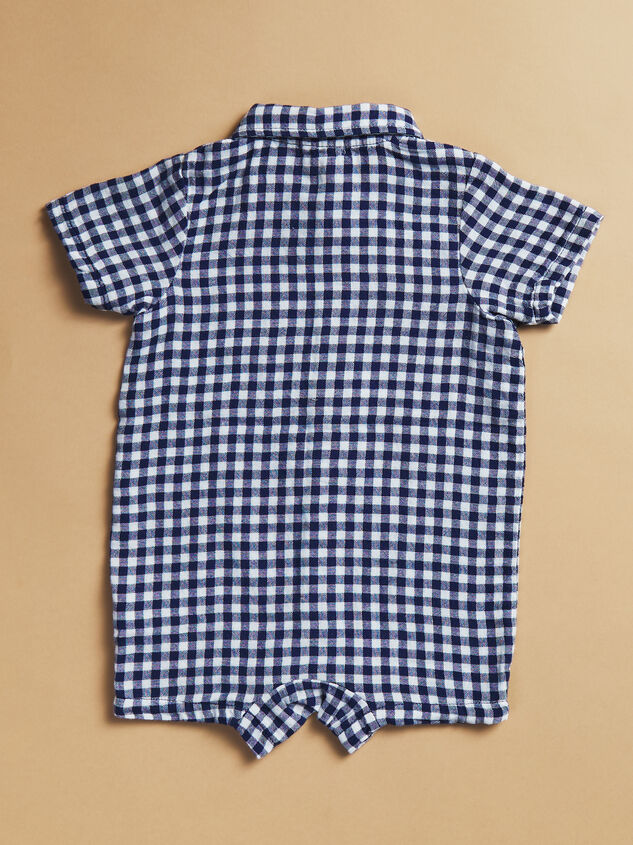 Preston Gingham Button Down Romper Detail 2 - TULLABEE
