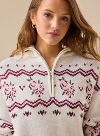 Adeline Patterned Quarter Zip Detail 3 - TULLABEE