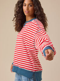 Pace Setter Stripe Crewneck Detail 3 - TULLABEE