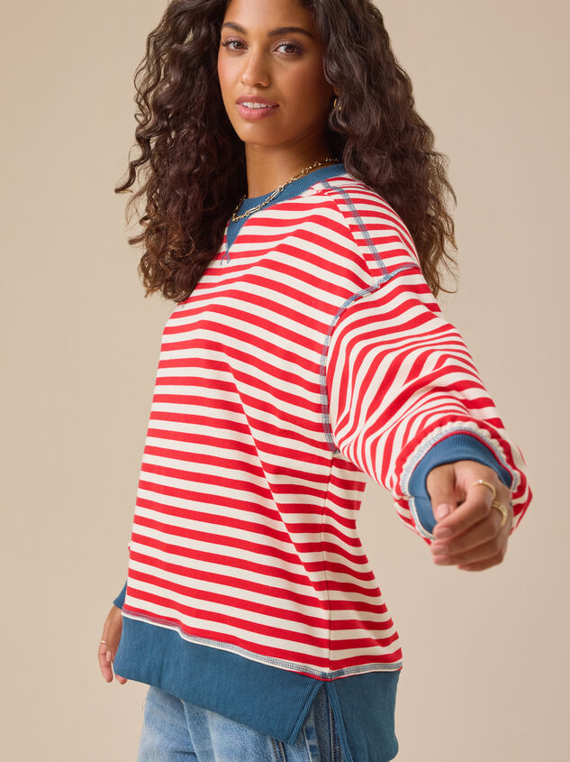 Pace Setter Stripe Crewneck Detail 3 - TULLABEE