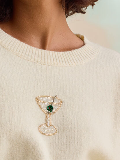 Cherish Beaded Martini Cropped Sweater - TULLABEE