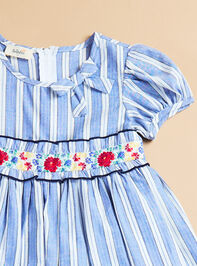 Gabriela Striped Embroidered Dress Detail 3 - TULLABEE