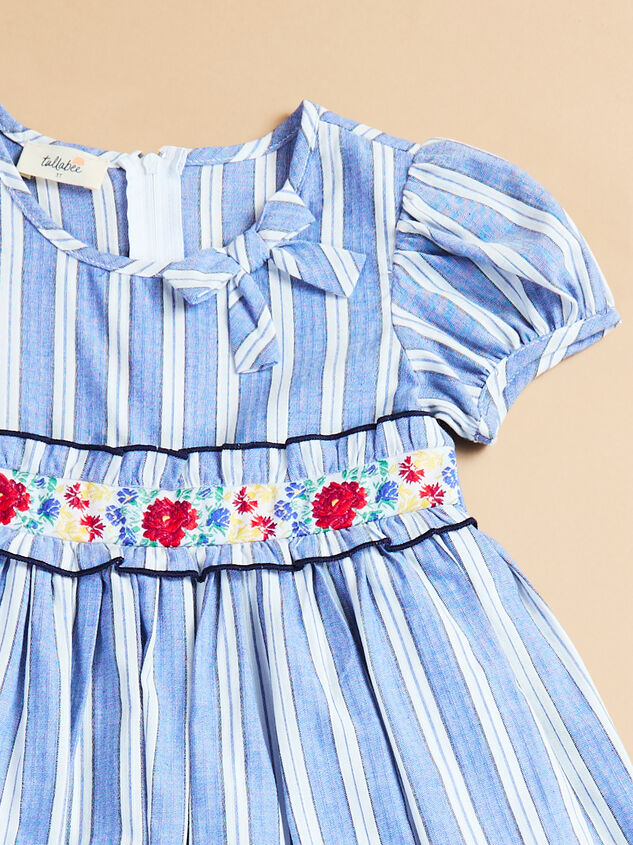Gabriela Striped Embroidered Dress Detail 3 - TULLABEE