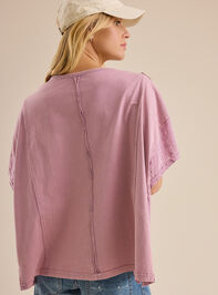 Zelda Embroidered Oversized Tee Detail 5 - TULLABEE