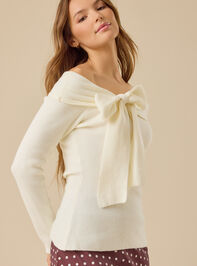 Elena Off Shoulder Bow Sweater Detail 3 - TULLABEE