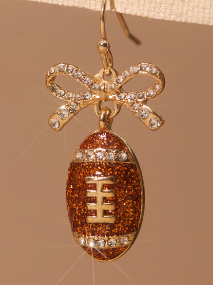 Football Bow Dangle Earrings - TULLABEE