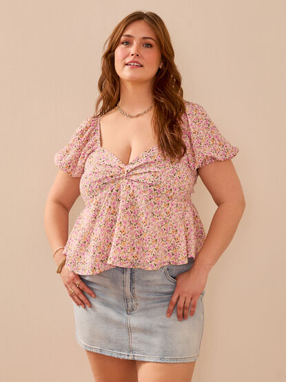 Ami Crossback Floral Babydoll Top - TULLABEE