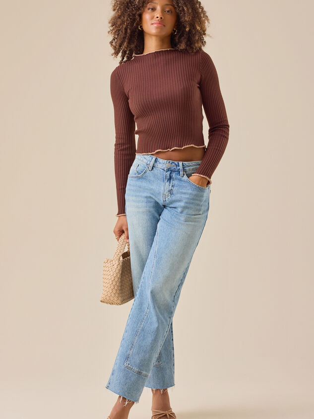 Loren Ribbed Mock-Neck Top Detail 2 - TULLABEE