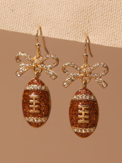 Football Bow Dangle Earrings - TULLABEE
